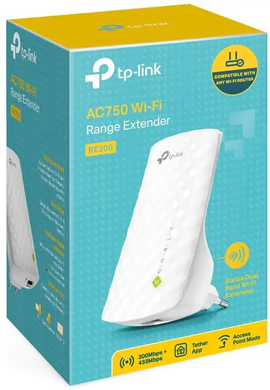 TP-Link AC750 Mesh Wireless N Wall Plugged Range Extender TL-RE200